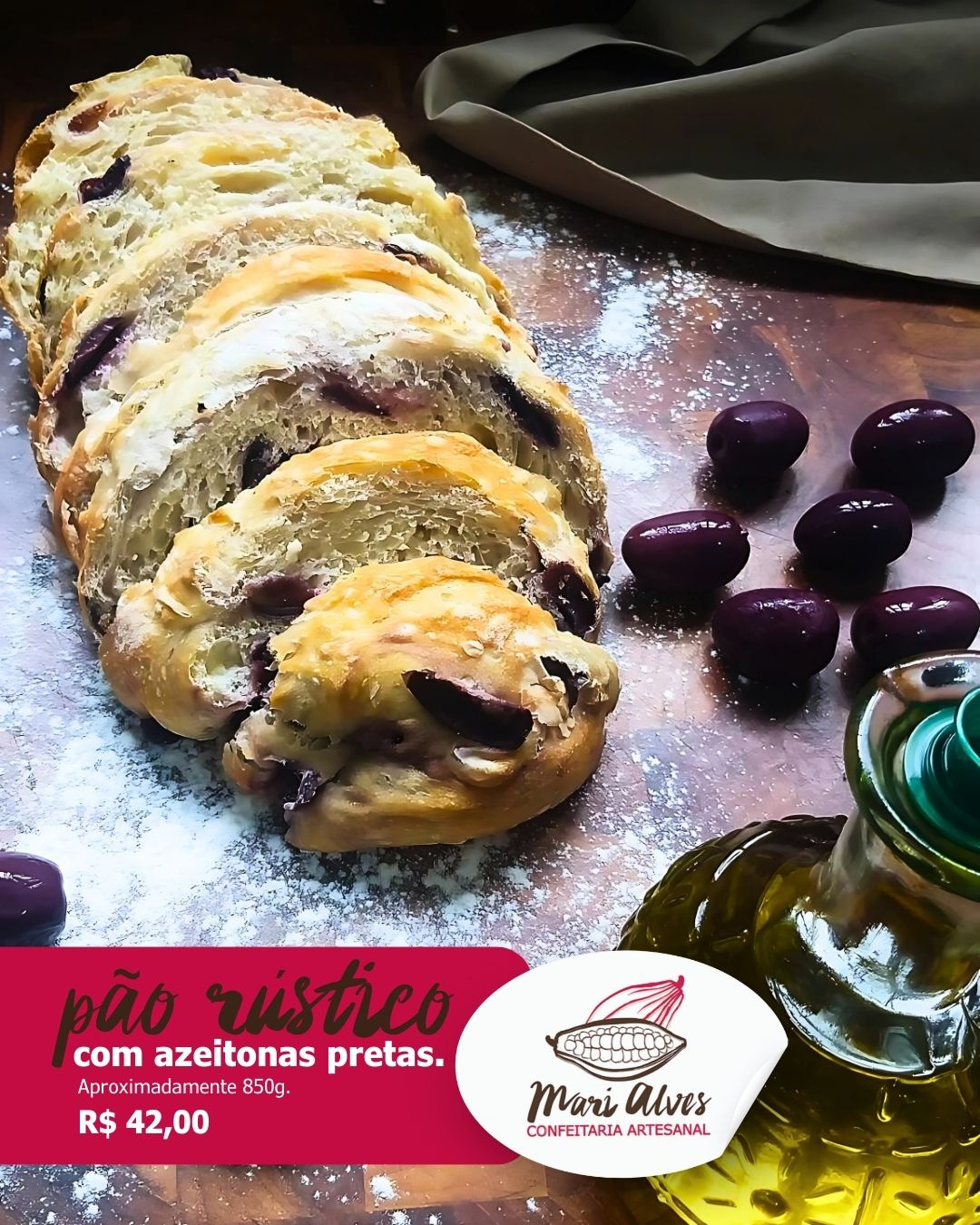 Pão Rústico Com Azeitonas Pretas – Sabor E Tradição Em Cada Fatia!