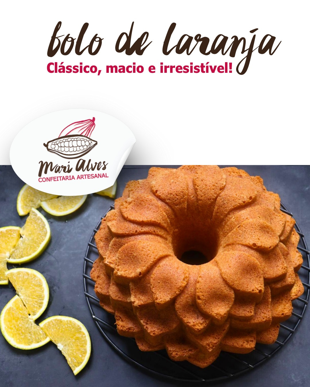 Bolo De Laranja Com Laranja Confitada - 1kg